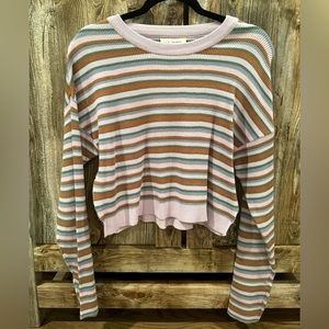 Ribbed cropped fitted skylit color sweater from Pacsun size Small